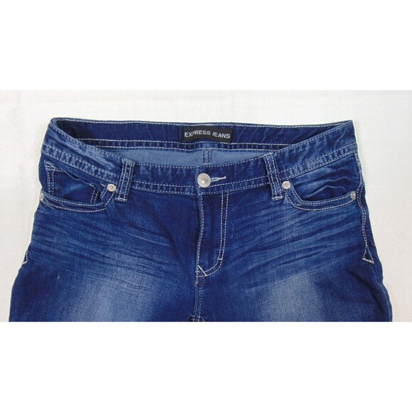 Express Stella Low Rise Bootcut Dark Wash Denim Jeans Womens Size 12 Blue - Picture 4 of 10